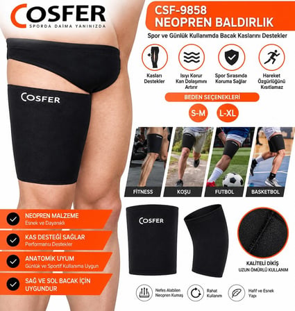 Özel Seri Kondisyon Koşu Antrenman Cosfer CSF9858 -S M Neopren Baldırlık ( Üst) Uyluk Desteği