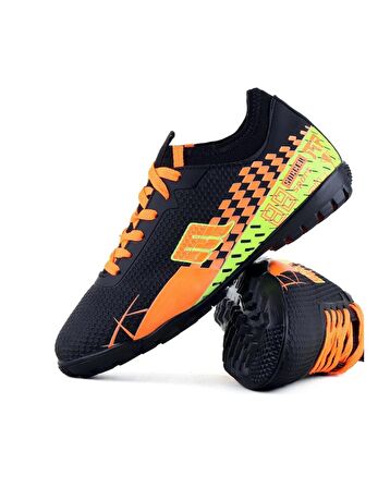 M.P. 231-1138 Mr Erkek Siyah-Turuncu Çoraplı Halı Saha Futbol Ayakkabı 