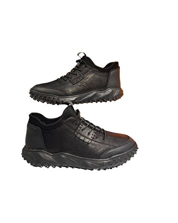 Voyager 6012 Mr Erkek Siyah Hakiki Deri Kışlık Casual Ayakkabı