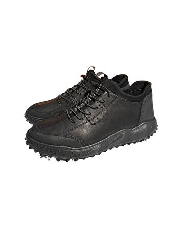 Voyager 6012 Mr Erkek Siyah Hakiki Deri Kışlık Casual Ayakkabı