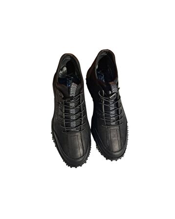 Voyager 6012 Mr Erkek Siyah Hakiki Deri Kışlık Casual Ayakkabı