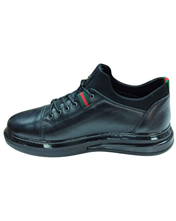 Voyager 6095 Mr Erkek Siyah Nata Hakiki Deri Günlük Spor Ayakkabı 