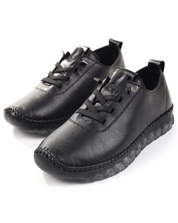 Voyager 9050 Zn Kadın Siyah Nata Hakiki Deri Casual Ayakkabı