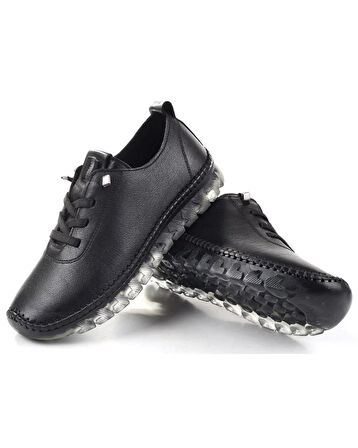 Voyager 9050 Zn Kadın Siyah Nata Hakiki Deri Casual Ayakkabı