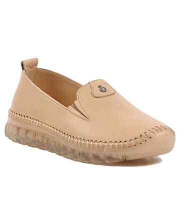 Voyager 9059 Zn Kadın Bej Nata Hakiki Deri Casual Ayakkabı 