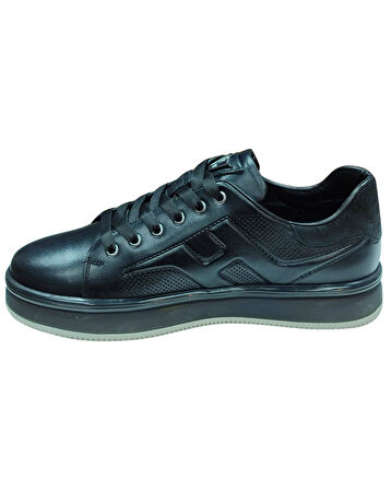 Voyager M030 Mr Erkek Siyah Nata Hakiki Deri Günlük Spor Ayakkabı 