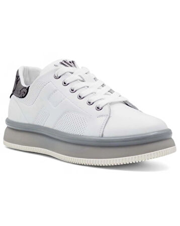 Voyager M030 Mr Erkek Beyaz-Gri Hakiki Deri Günlük Spor Ayakkabı 