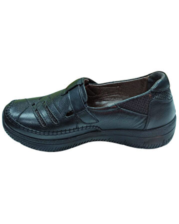 Malawi 200K. Kadın Siyah (36-40) Deri Comfort Ayakkabı 