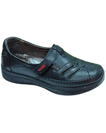 Malawi 200K. Kadın Siyah (36-40) Deri Comfort Ayakkabı 