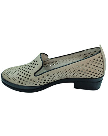 Malawi 82K. Kadın Krem (36-41) Deri Topuklu Comfort Ayakkabı 