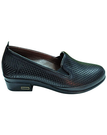 Malawi 81K. Kadın Siyah (36-41) Deri Topuklu Comfort Ayakkabı 