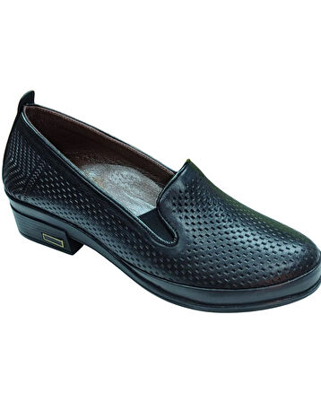 Malawi 81K. Kadın Siyah (36-41) Deri Topuklu Comfort Ayakkabı 