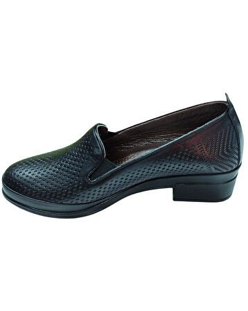 Malawi 81K. Kadın Siyah (36-41) Deri Topuklu Comfort Ayakkabı 