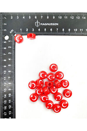 AYYILDIZ VE ATATÜRK TEMALI AKRİLİK BONCUK (10 ADET)