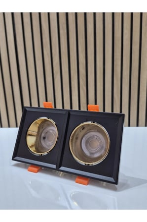 İkili Sıva Altı Siyah Kasa Gold Göbek Günışığı GU10 Spot Lamba