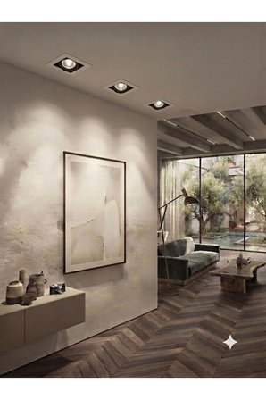 Marbella Dekoratif Kasa Tekli Kare Beyaz-siyah Günışığı