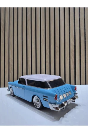 WS-1955 Mavi (Blue) Arabalı Bluetooth Fm-Usb-Tf-Aux Şarjlı Nostaljik Radyo