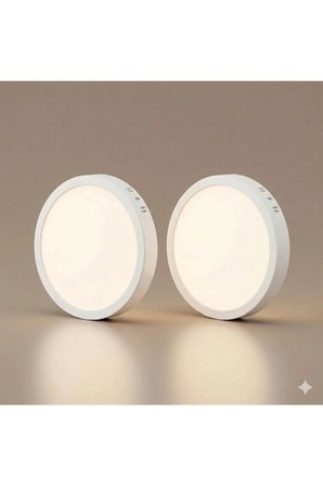 24W Sıva Üstü Yuvarlak LED Panel 6500K Beyaz Işık 2160 Lümen – 2’li Paket