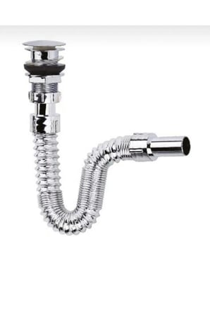 Krom Basmalı Sifon -körüklü Sifon Bas Stoplu Lavabo Mutfak Sifonu-paslanmaz