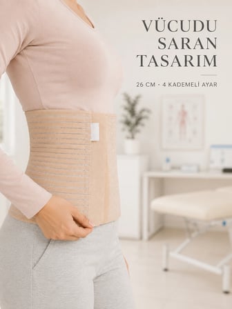 Doğum Sonrası Abdominal Korse 26 cm 4 Kademe Ayarlı Karın Toparlayıcı Korse