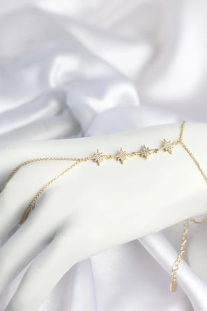 Gold Renk Zirkon Taşlı Sıralı Kutup Yıldızı Model Şahmeran