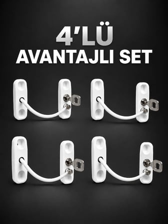 Pencere Güvenlik Kilidi Anahtarlı Çocuk Emniyet Kilidi 4’lü Set