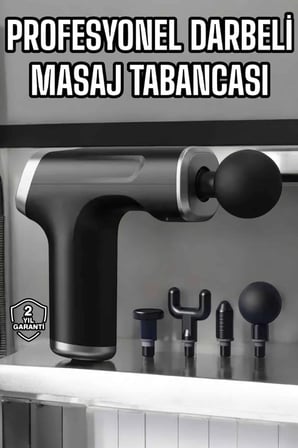 Masaj Tabancası 4 Başlıklı Kas Ve Vücut Ağrıları İçin Şarjlı Darbeli
