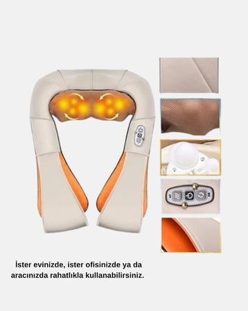 Ergonomik Ovmalı Masaj Aleti – Isıtmalı, Yoğurmalı, Boyun ve Bel Rahatlatıcı Masaj Makinesi