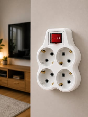Kablosuz Duvar Tipi 4’lü Priz Çoklayıcı Anahtarlı Elektrik Priz Çoğaltıcı