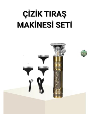 T Bıçaklı Profesyonel Çizik Tıraş Makinesi Seti – 120 Dakika Kullanım, Şarjlı & Kablolu