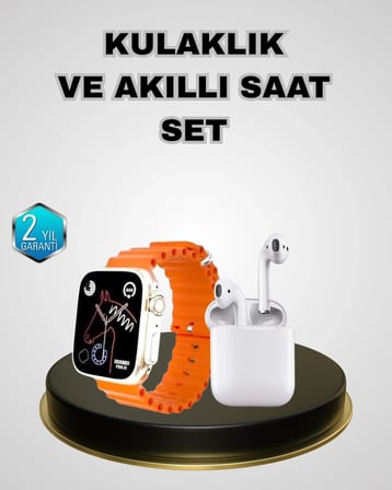 Akıllı Saat Ve Kablosuz Kulaklık İos Android Uyumlu Teknoloji Seti
