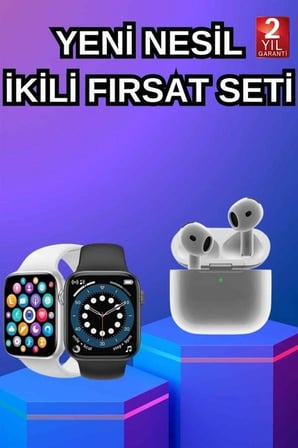 3.nesil Tws Bluetooth Kulaklık Ve Dokunmatik Ekran Akıllı Saat Sesli Görüşme