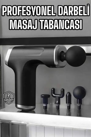 Masaj Tabancası 4 Başlıklı Kas Ve Vücut Ağrıları İçin Şarjlı Darbeli