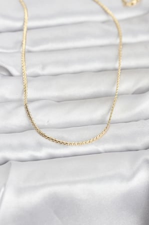 CM 14K Gold Renk Yassı Zincir Model 60 cm Kadın Kolye