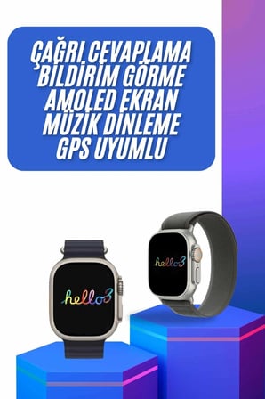 Yeni Nesil 3 Kordonlu Kol Saati 49 Mm Amoled Ekran Akıllı Saat