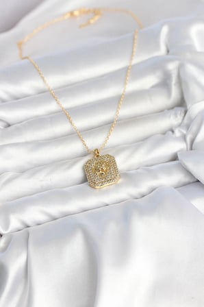 316L Çelik Zincir Gold Aslan Madalyon Model Zirkon Taşlı Kadın Kolye