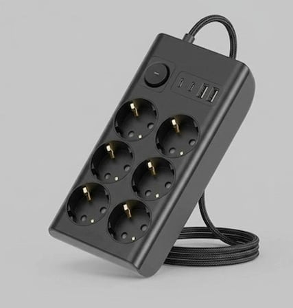 Akım Korumalı 6’lı Priz 2xusb 2xtype-c Çıkış Yüksek Gerilim Koruma Çoklu Priz Çoğaltıcı