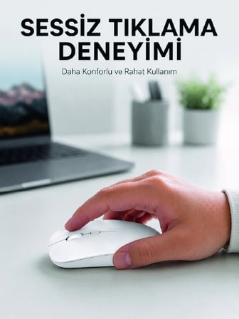 Şarjlı Wireless Mouse Bluetooth Çift Modlu Sessiz Yüksek Hassasiyetli Fare