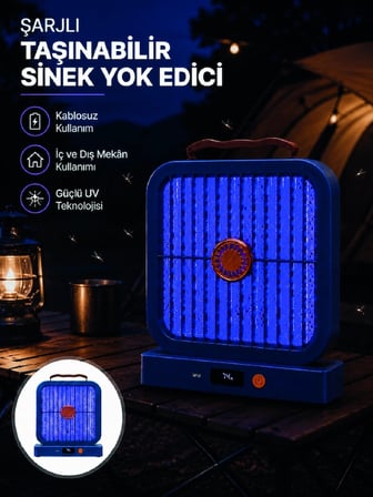 Elektrikli Sinek Öldürücü 365NM UV Işıklı Masaüstü Cihaz Mavi Renk