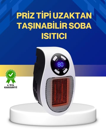 Uzaktan Kumandalı Priz Tipi Seramik Isıtıcı Zaman Ayarlı