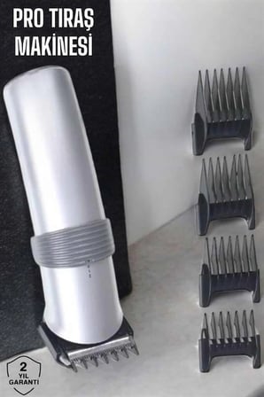 4 Taraklı Profesyonel Şarjlı Saç ve Sakal Kesme Tıraş Makinesi Seti
