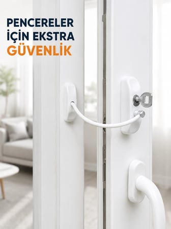 Anahtarlı Pencere Güvenlik Aparatı Esnek Kablolu Pencere Açılma Sınırlayıcı Kilit