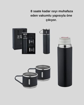 Paslanmaz Çelik 500 Ml Termos Seti – 8 Saat Isı Koruma, Vakumlu, Sızdırmaz Ve Taşınabilir