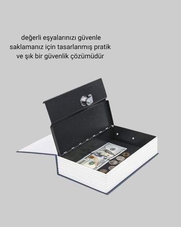 Gizli Kitap Kasa – Metal Gövdeli, Anahtarlı