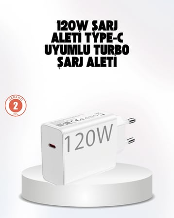120W Güçlü Hızlı Şarj Adaptörü ve Type-C Kablo Seti – Güvenli Şarj Teknolojisi