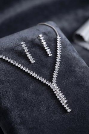 Arpa Zirkon Taşlı Su Yolu Kolye ve Küpe Set