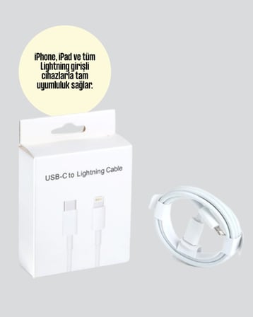 30W Type-C Lightning Hızlı Şarj Kablosu 1.2m iPhone Uyumlu
