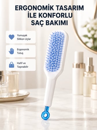 Pratik Mekanizmalı Saç Tarağı – Kendi Kendini Temizler, Taşınabilir