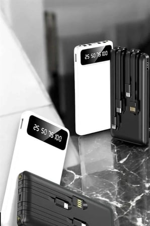 20.000 Mah Led Işıklı Lcd Ekran Usb Girişli Type-c Lightning Powerbank Yeni Nesil