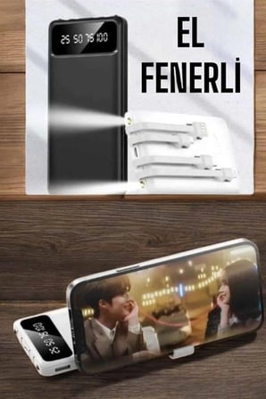 20.000 Mah Led Işıklı Lcd Ekran Usb Girişli Type-c Lightning Powerbank Yeni Nesil
